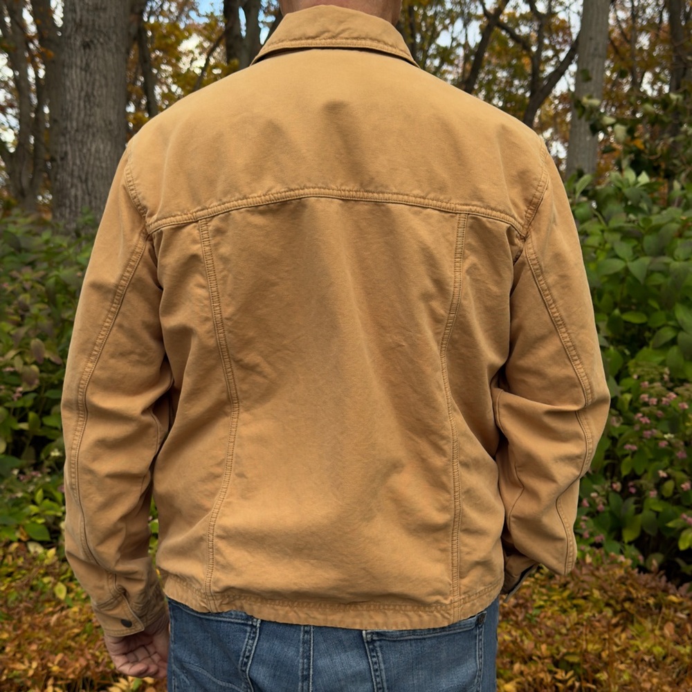 LL Bean Canvas Work Jacket Camel Men's Medium 100% Cotton O AKC2 Vtg Chore Coat - Picture 3 of 10